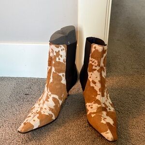 Donald J. Pliner saddle tan and white hair on hide Ankle Boots